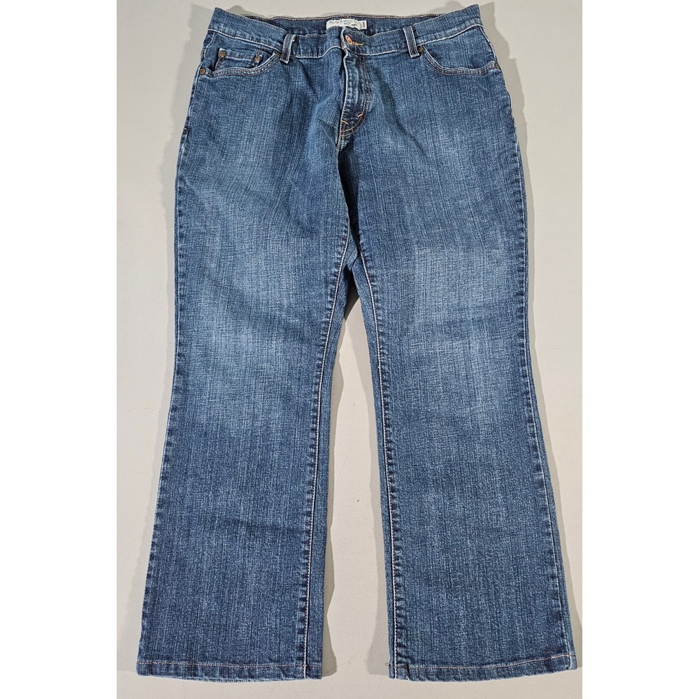 Levi's 550 Relaxed Boot Cut Jeans Women 14 Short Blue Medium Wash Stretch Denim